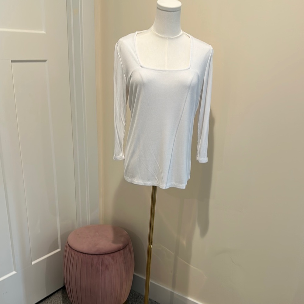 Liverpool White Fitted Blouse with Long Sleeves
